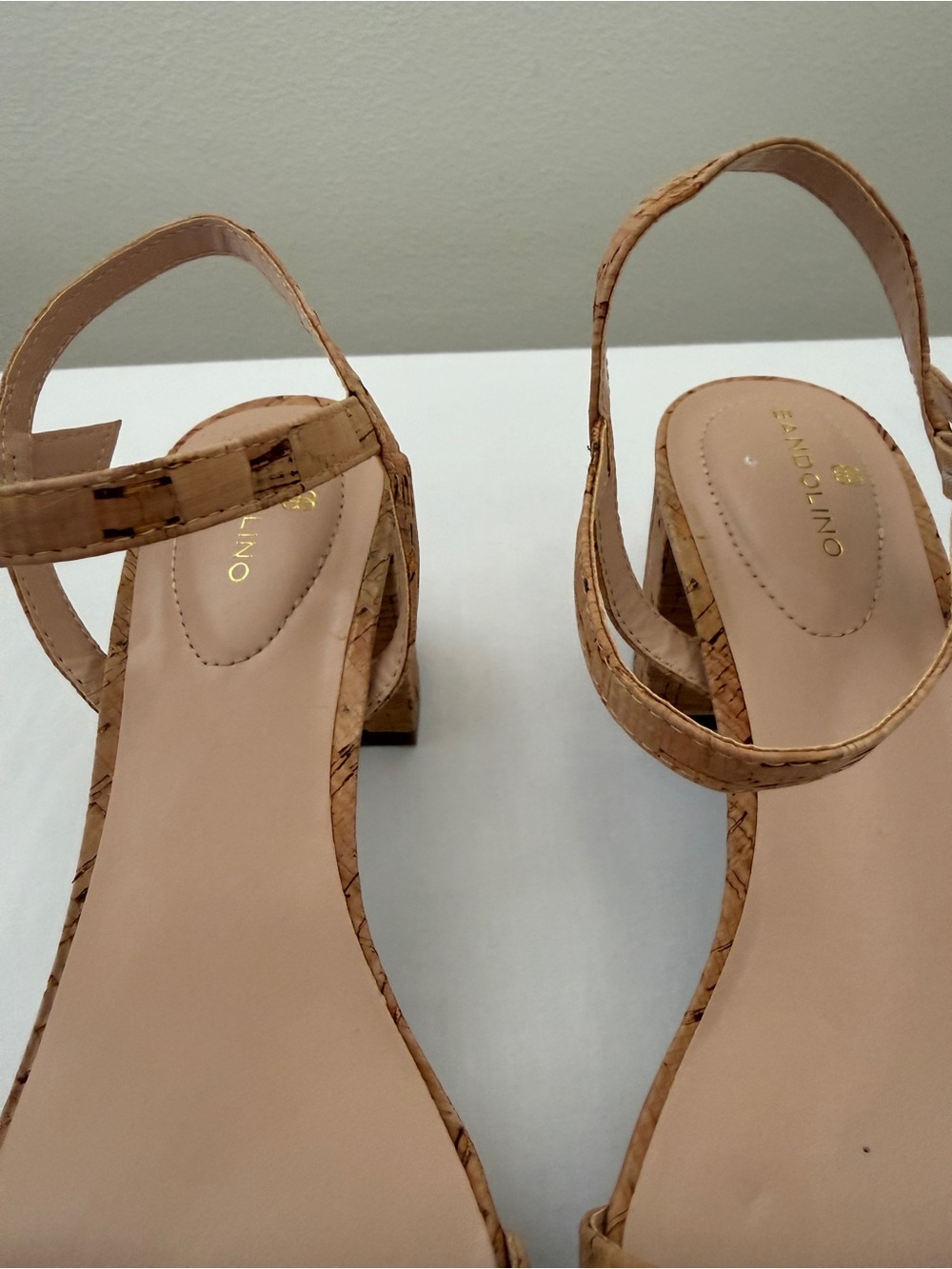 Bandolino Cork Upper Strappy Ankle Strap Open Toe Block Heel Sandals 8.5M - Picture 6 of 10